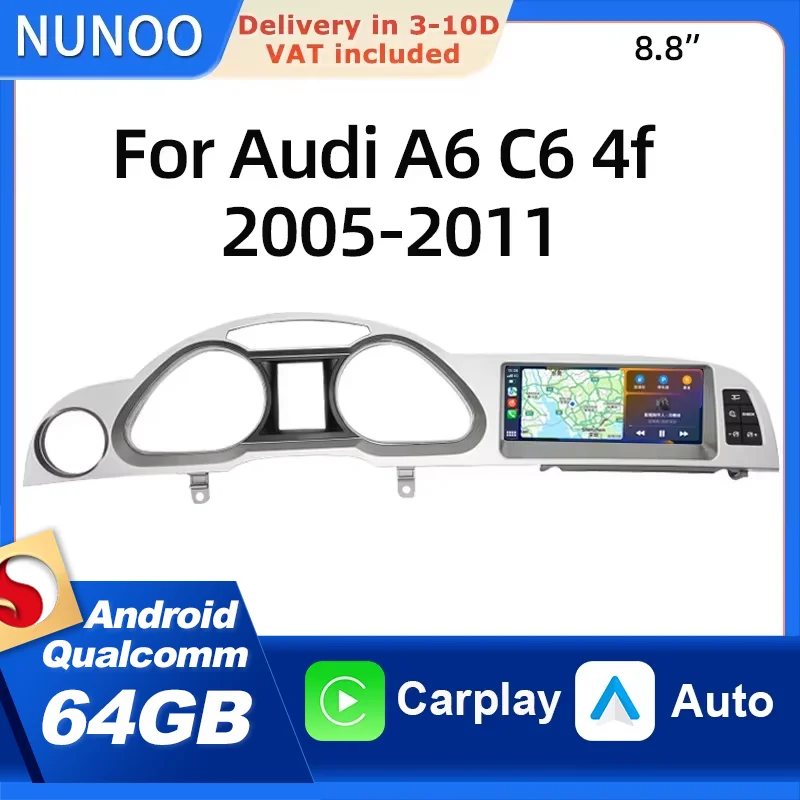 Image of Android Carplay Android Auto für Audi A6 C6 2005-2011 Smart Car Systems Car Play Stereo Radio Audio Multimedia Navi