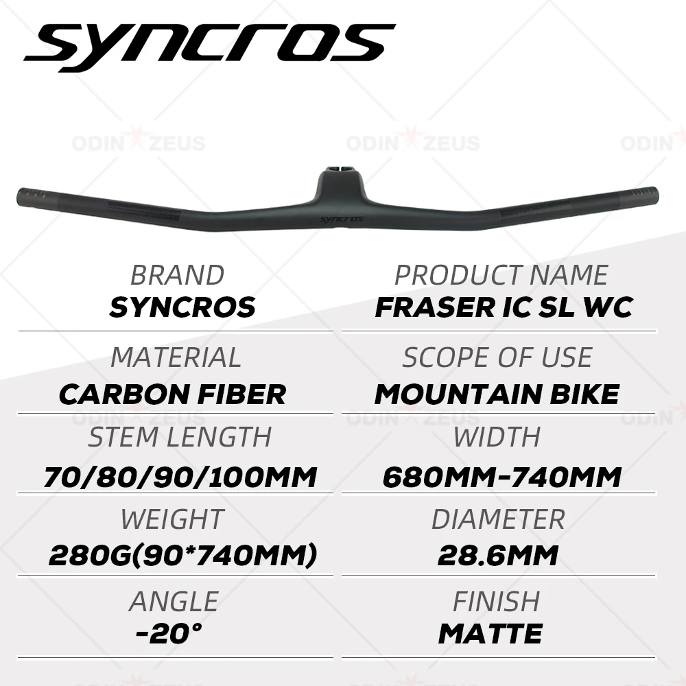 SYNCROS FRASER IC SL WC For Sparks Frame,740mm -20degrees Full Carbon Fibre Integrated Cockpit MTB Handlebar,Bike Accessories