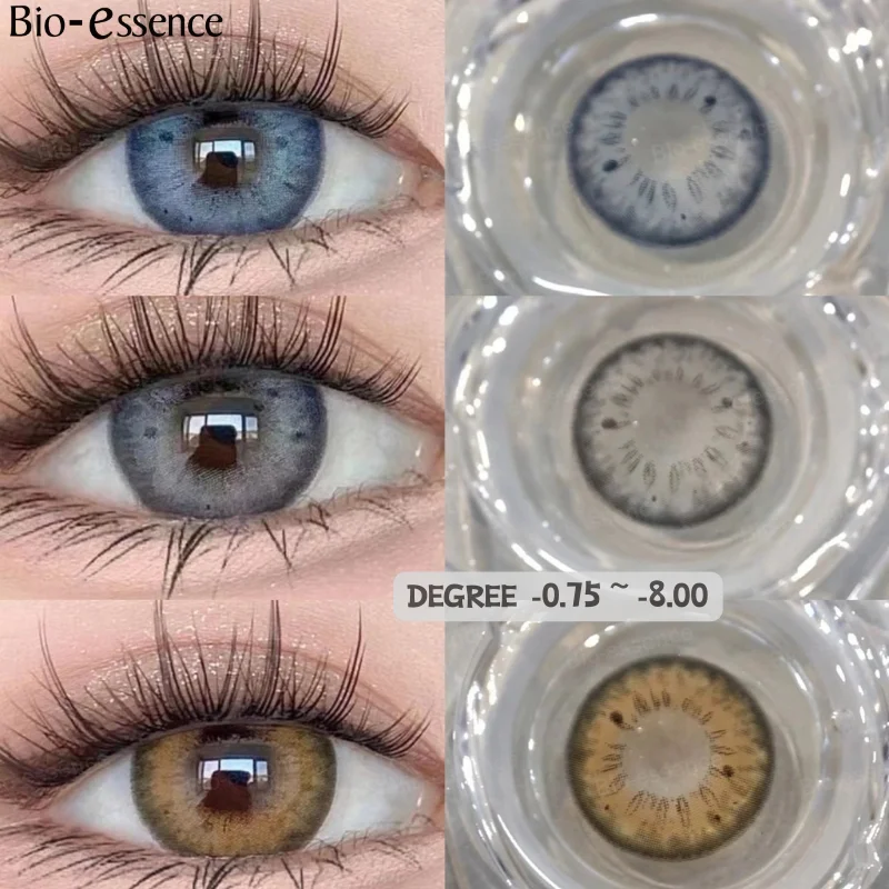 Bio-essence 1 Pair Myopia Lenses Korean Lenses Big Eye Lenses Colored Contact Lenses for Eyes Fog Pearl Lenses Natural Contact