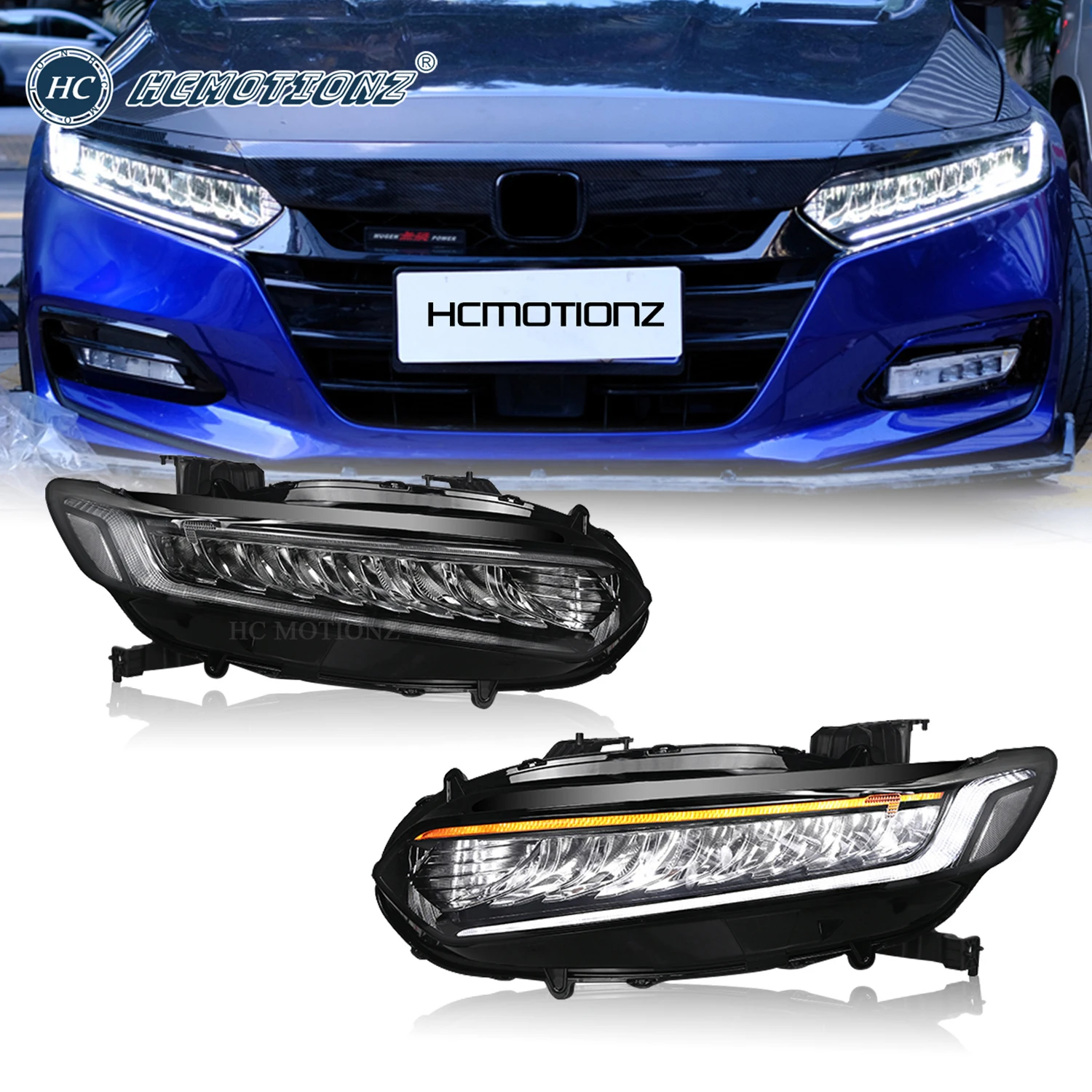 

HCMOTIONZ Full LED Headlights Assembly for Honda Accord 10th Gen 2018 2019 2020 2021 Car Front Lamps DRL Headlights Accessories