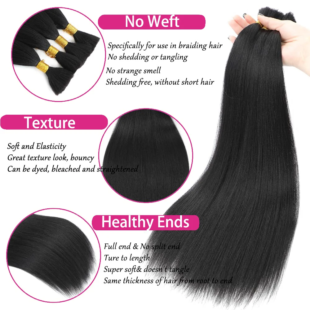 تجديل الشعر البشري لضفائر بوهو مستقيم وصلات شعر بشري السائبة للتضفير لا لحمة البرازيلي عذراء الشعر البشري حزم