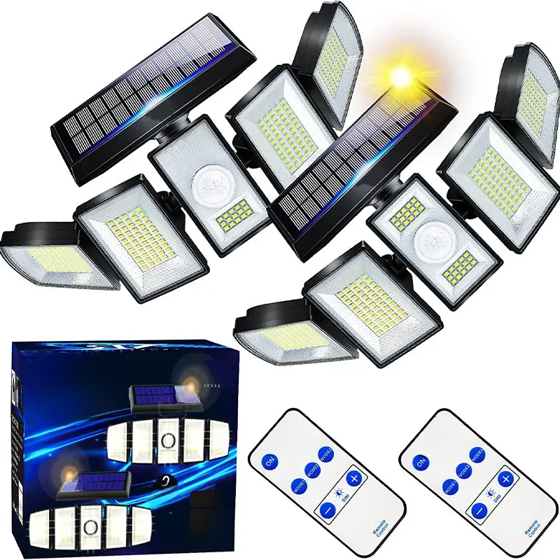 300 LED 7000K Solar Lights Outdoor Motion Sensor Lights 360° Wide Angle Security Spot LED Flood Light for Patio Yard Garden