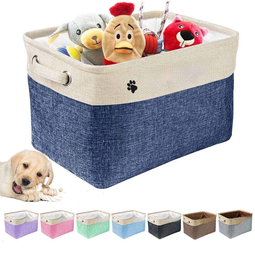 Panier à jouets personnalisé pour chien, boîte de rangement pour animaux de compagnie, impression gratuite, bricolage, nom de chien personnalisé, jouets, vêtements, accessoires, rangement pliable pour