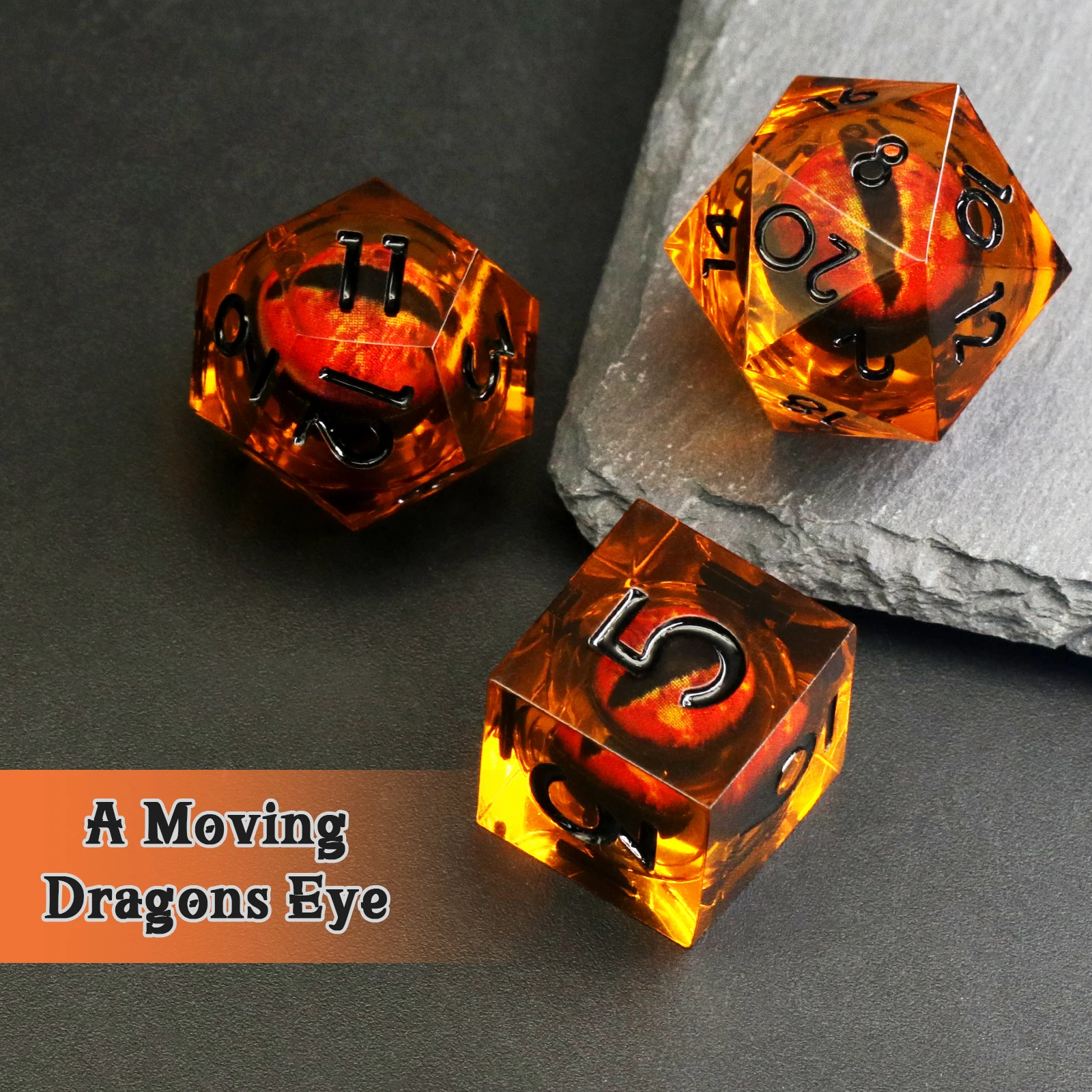 Dragon Eye Dice Set D&D Sharp Edge Resin Dungeons and Dragons Dice Polyhedral Beholder\'s Ttrpg Dice Role Playing Game