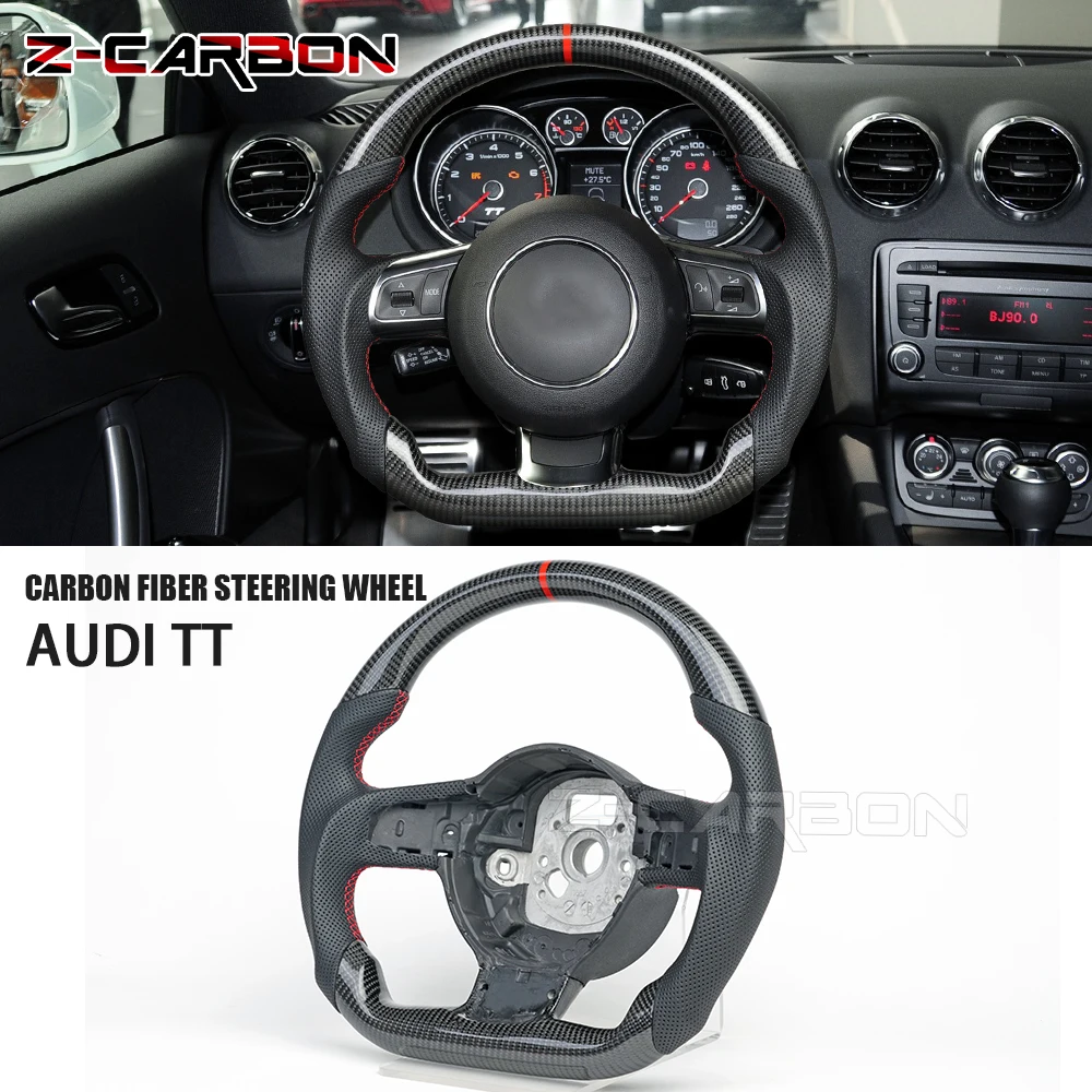 Carbon Fiber Steering Wheel For Audi TT TTS TTRS R8 MK1 MK2 2010-2017 Customized Optional Steering Wheel Leather