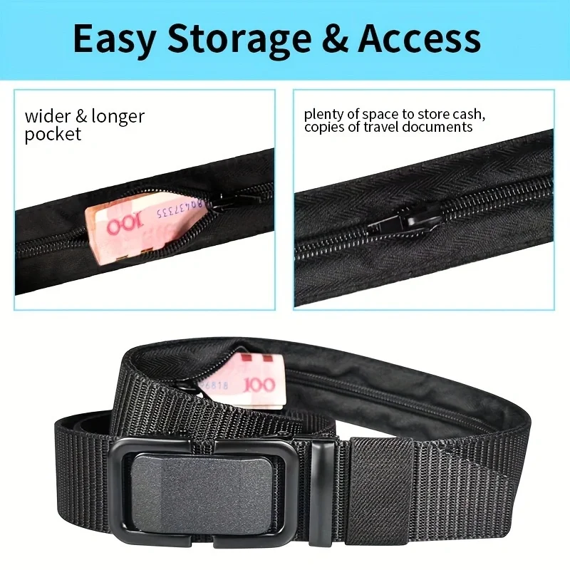 Travel Cash Anti Theft Belt Waist Bag Women Portable Hidden Money Strap Belt Wallet Waist Pack Men Secret Hiding Belt 46.85inch