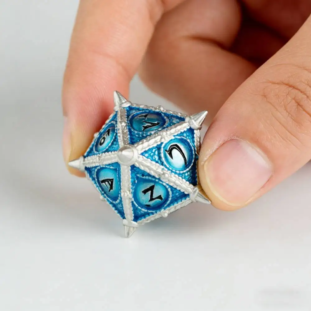 

Ice Blue Metal DND Dice Set Handmade Sharp Edge Polyhedral Dice Set for Dungeons and Dragons RPG Table Game Dice Gift D&D Dices