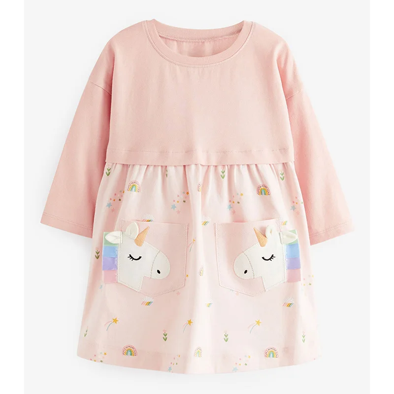 

Quality Combed Cotton Princes Lolita Dresses Cartoon Children for Girls Babe Kids Casual Long Sleeve One-piece Baby Girl Clothes