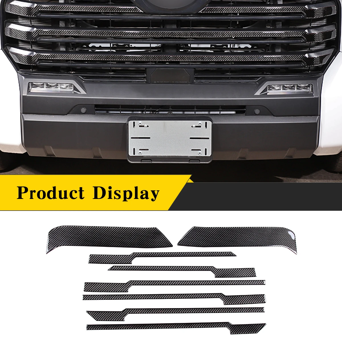 

For Toyota Tundra 2022-2023 Real Carbon Fiber（Soft） Car Front Grille Decorative Panel Cover Sticker Accessories