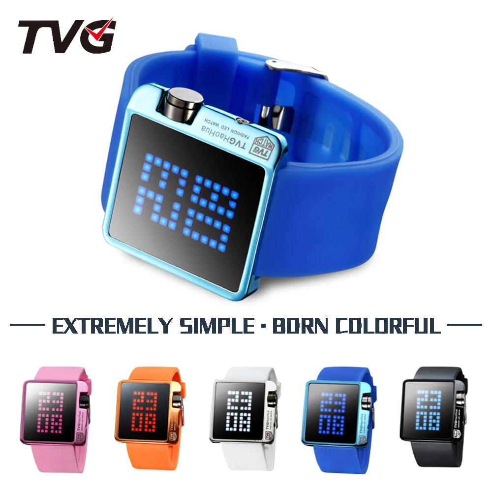 TVG Brand electronic Silicone Strap cartoon-watch LED Display Children Digital Cartoon for kid Waterproof Gift Box Youth Student