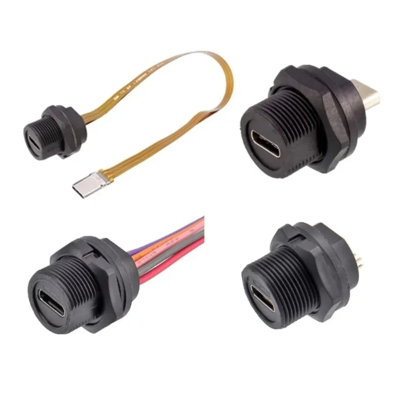 Support circulaire pour PCB, connecteur usb c type c étanche, panneau à vis de type c, montage sur châssis, adaptateur de coupleur étanche usb c type c