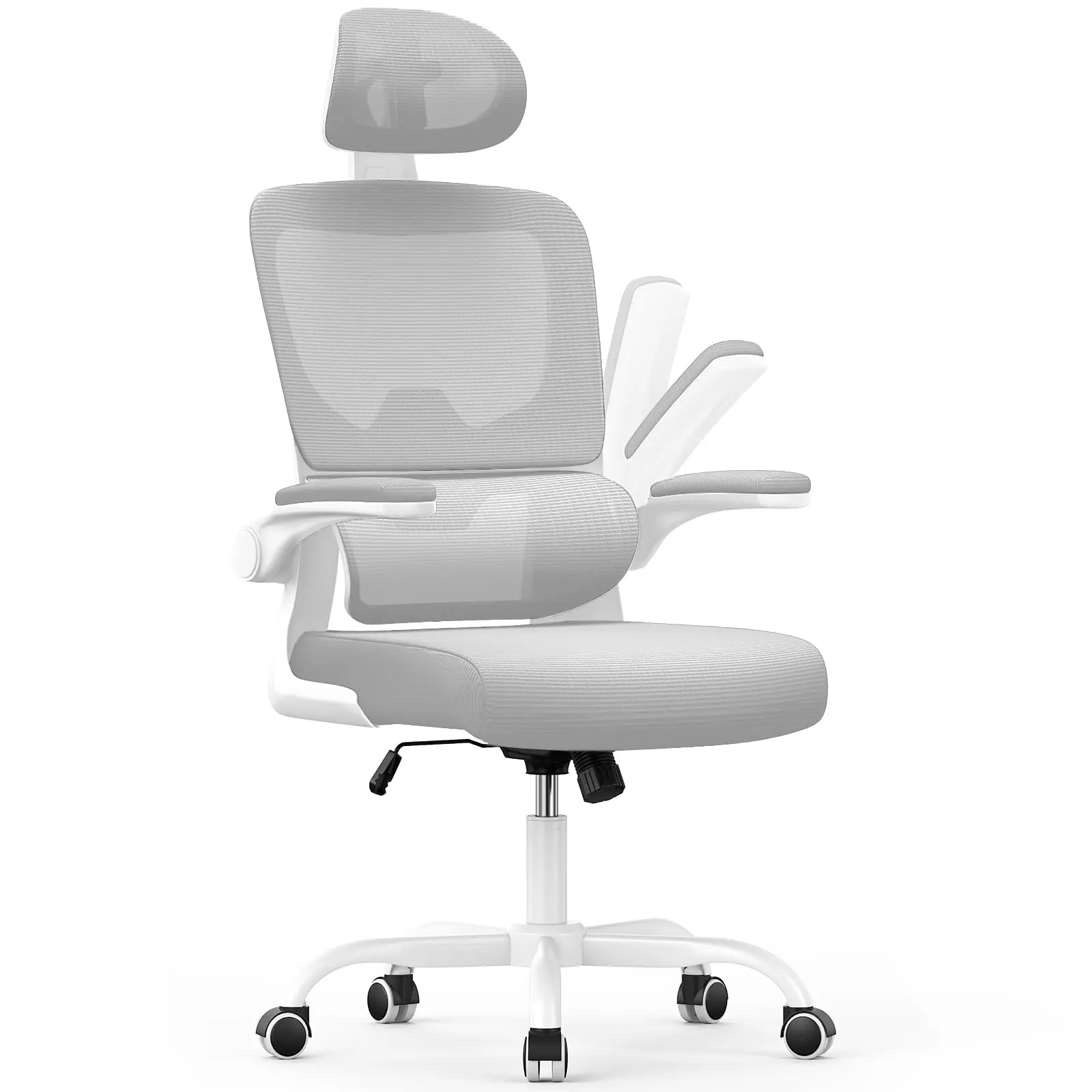 Ergonomic Office Chair with Lumbar Support, Home Office Desk Computer Chairs Adjustable Headrest and Flip-up Armrests image 3