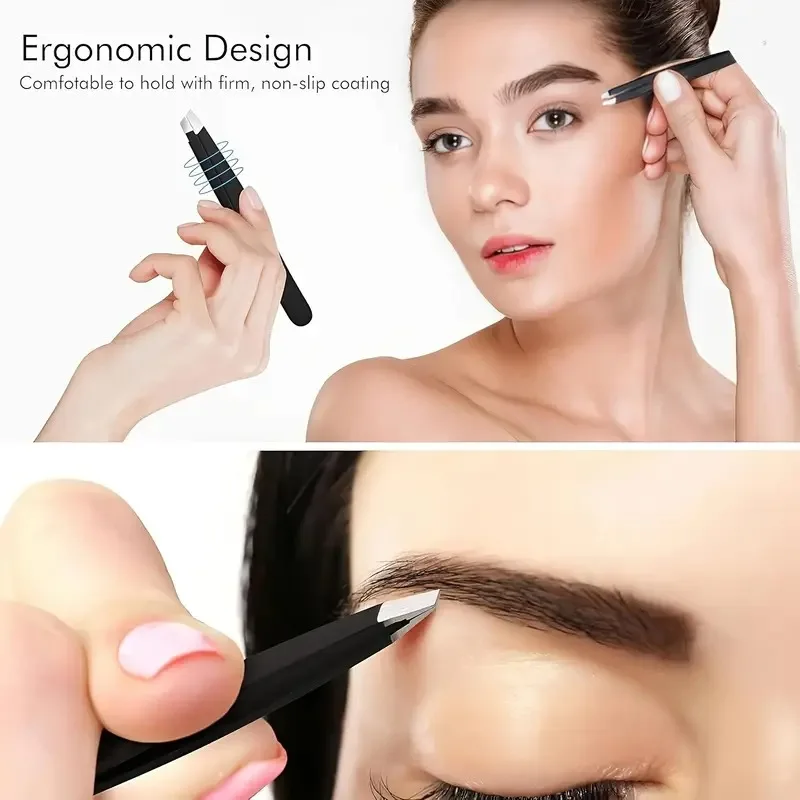 Eyelash Tweezers, Stainless Steel Material, Multi-Functional & Tight Grip, Sharp & Durable for Eyebrow Grooming