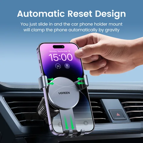 【 New-in】UGREEN Автомобильный держатель для телефона с вентиляционным отверстием, подставка для телефона в автомобиле, Мобильный телефон Xiaomi Samsung iPhone 12 13 14, автомобильный держатель — фото товара