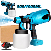 1000ML Cordless Electric Spray Gun Portable Household Paint Sprayer 2 Types Auto Furniture Steel beating Airbrush With 1 Battery