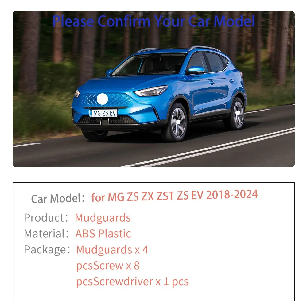 for MG ZS ZX ZST VS ZS EV 2017 2018 2019 2020 2021 2022 2023 2024 Mudguards Mud flaps Fender Flare Mud Flap Splash Accessories