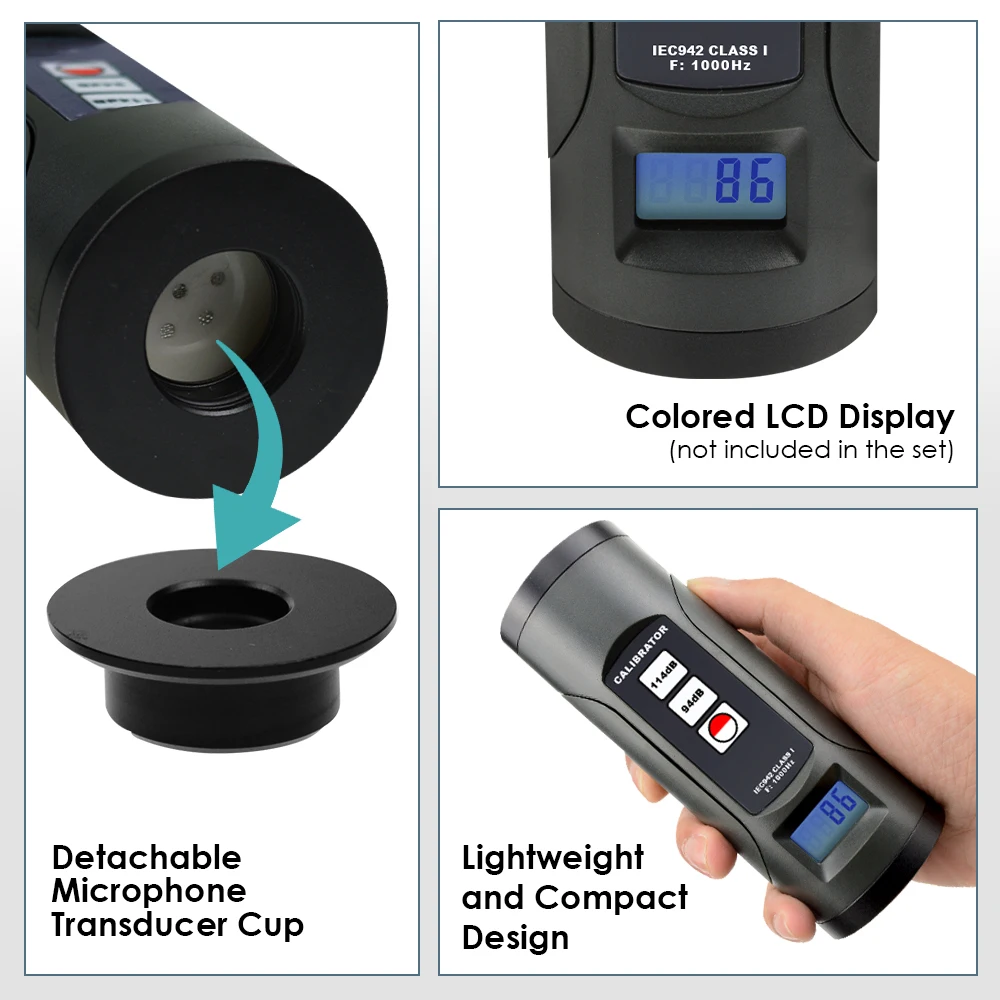 Calibratore digitale del misuratore di livello sonoro 94dB e 114dB ideale per 1/2 pollici e 1 pollice microfono sonometro Tester di Decibel di rumore