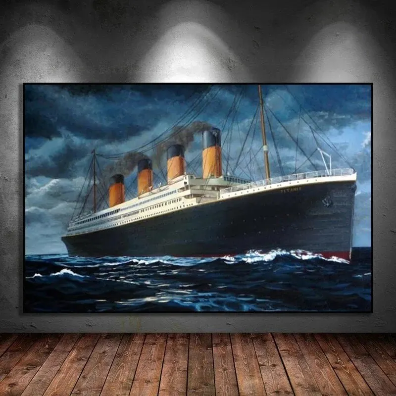 Classic Movie Boat on the Sea Posters and Prints Abstract Ship Canvas Painting Wall Art Picture for Living Room Home Decoration