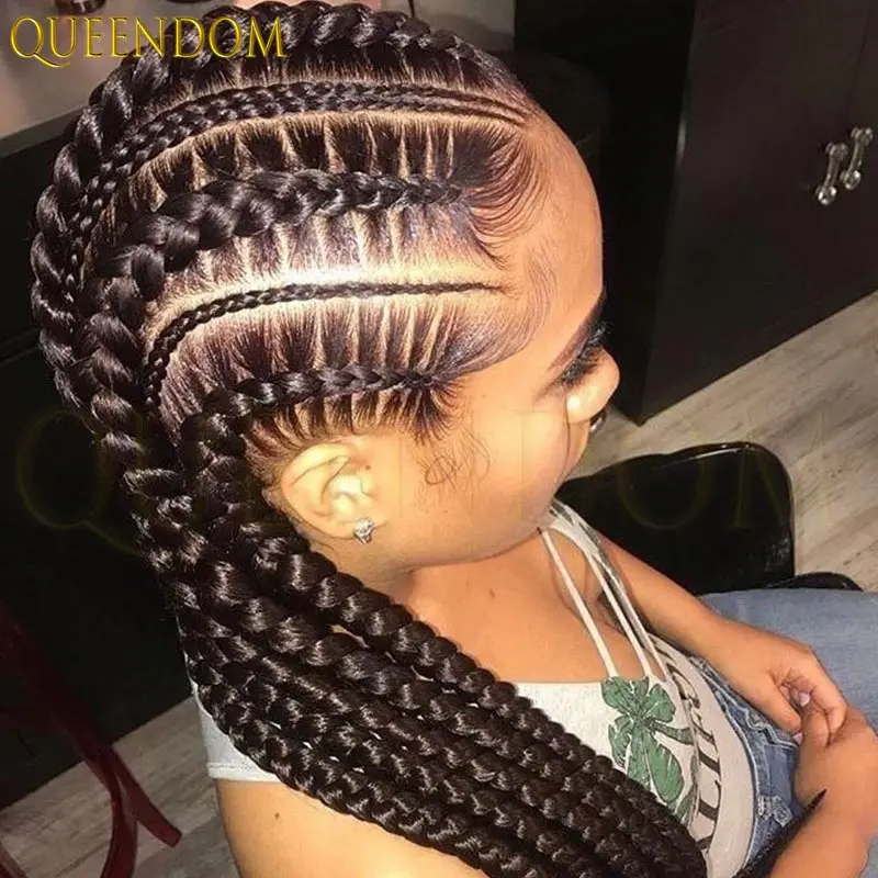 

Synthetic Full Lace Jumbo Box Braided Wigs 36" Cornrow Box Lace Front Wigs Braids Wig For Black African Women Locs Braiding Wigs