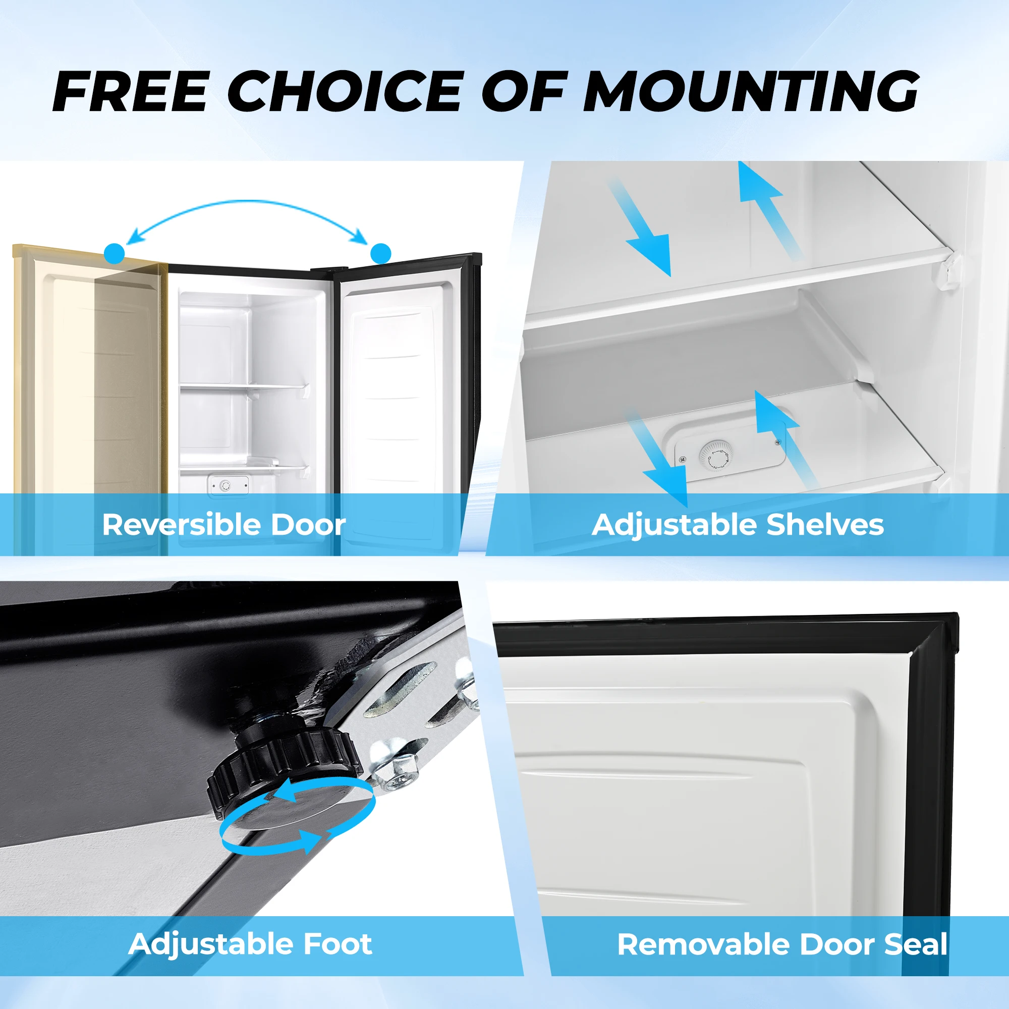 SIMZLIFE Congelador vertical 3.0 pés cúbicos Mini freezer compacto de porta única com porta reversível Pequeno freezer para dormitório doméstico e escritório