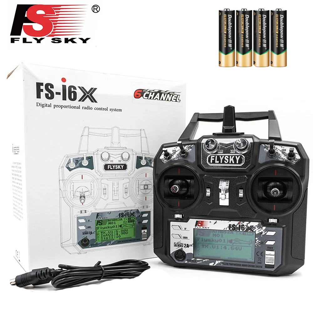 Flysky FS-i6X 2.4GHz 10CH AFHDS 2A RC Transmitter with FS-IA6B FS-A8S FS-iA10B Receiver for RC Drone Airplane Helicopter Mode 2