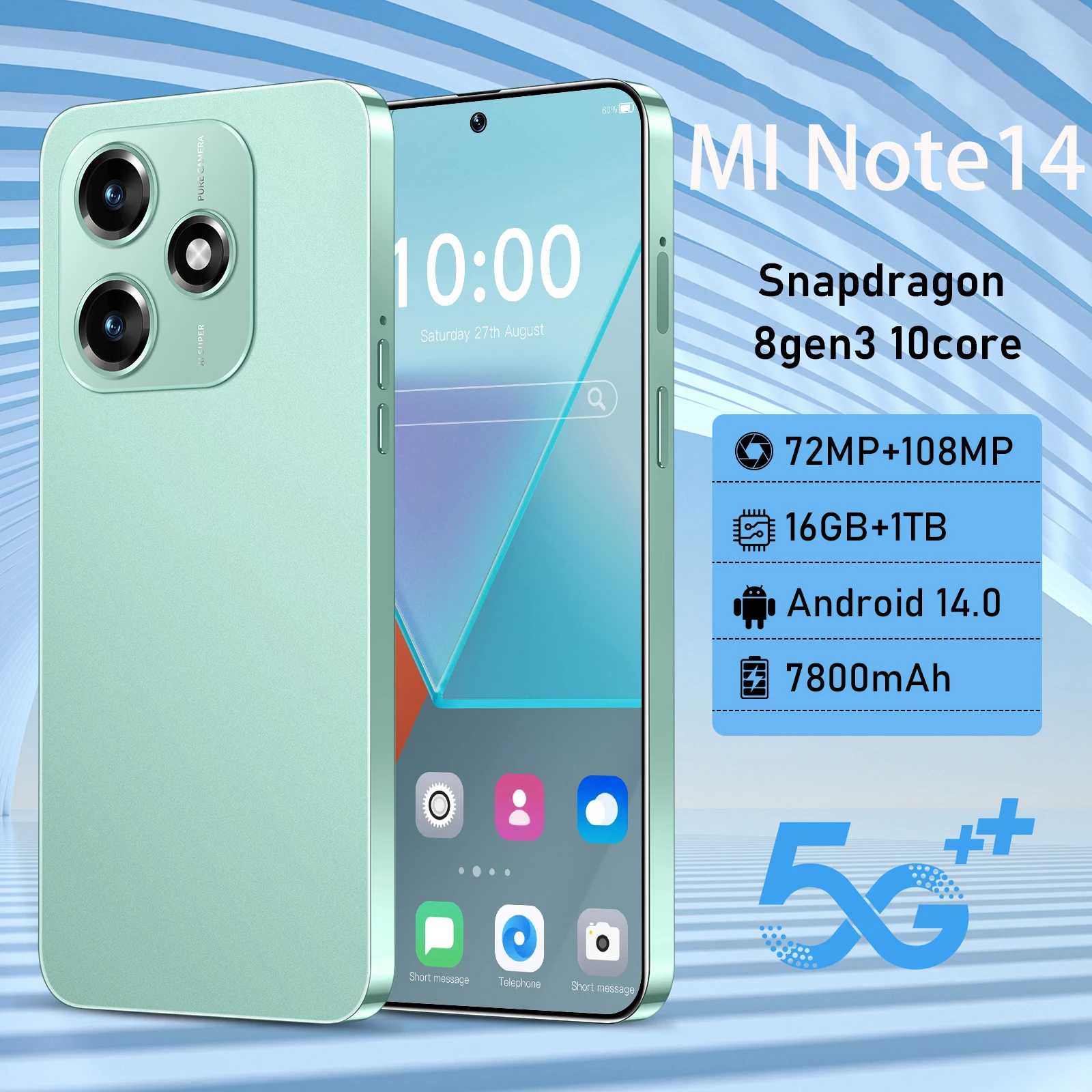 

2025 MI Note 14 7.3HD Global Edition Original Smart Dual Card 7800mAh Battery Facial Recognition Function