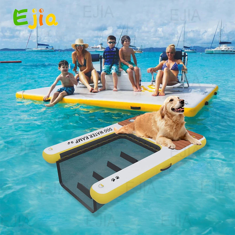Stock 90/120/150 cm aufblasbare Hundeboot-Rampe, schwimmende Dock-Wasserrampe, Leiter für Poolboot, rutschfeste schwimmende EVA-Leiterrampe