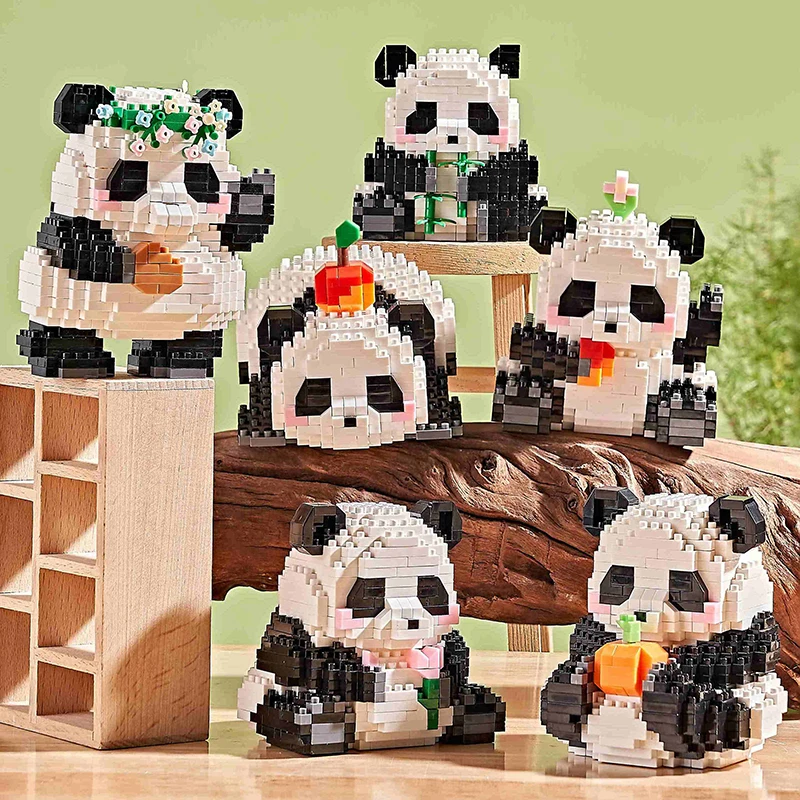 Creative Diy Animal Assemable Building Blocks  Cute Panda Mini Diamond Blocks Model Birthday Gift Children's Day Toy