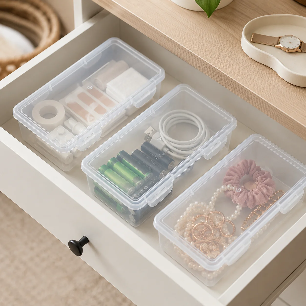 Clear Plastic Storage Boxes With Secure Lids Stackable Small… — view 4