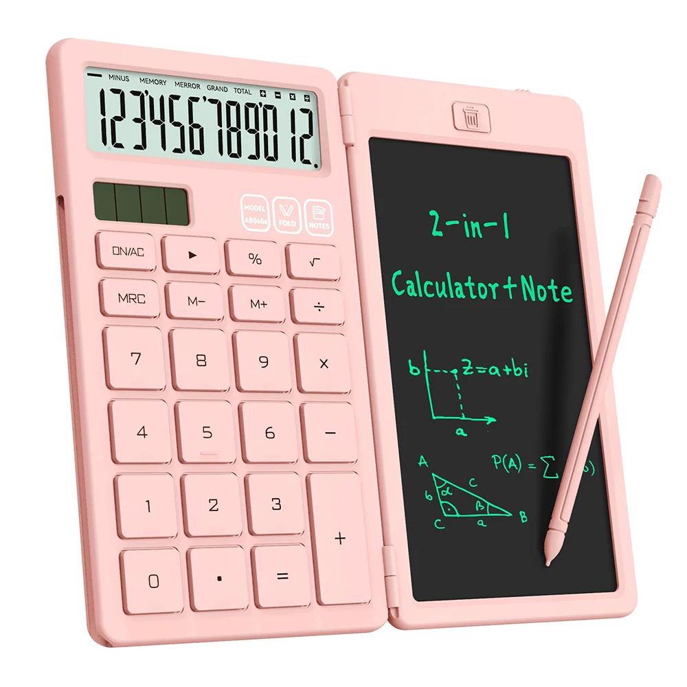 Calculadoras de Mesa com Bloco de Notas LCD Apagável, Calculadoras Básicas, Materiais Escolares para o Ensino Fundamental, Suprimentos de Escritório Portáteis e Fofos