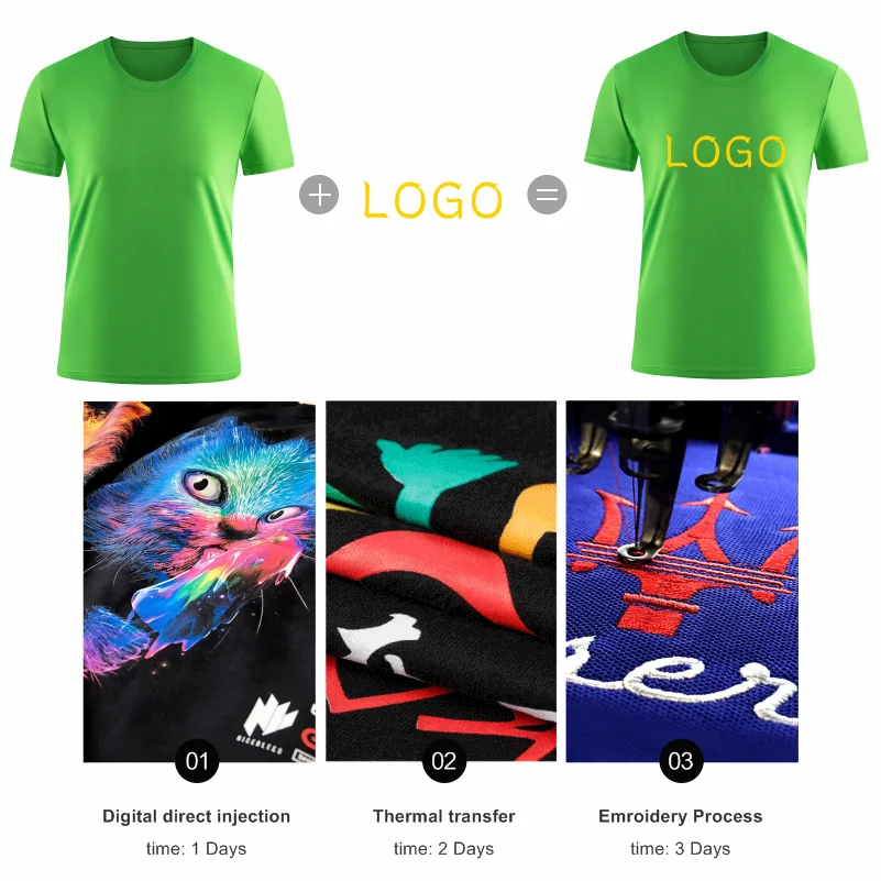 Rundhals-Kurzarm-T-Shirt Schnellt rockn endes Material Sport Laufen atmungsaktives Top Unisex individuell bedruckte Stick kleidung