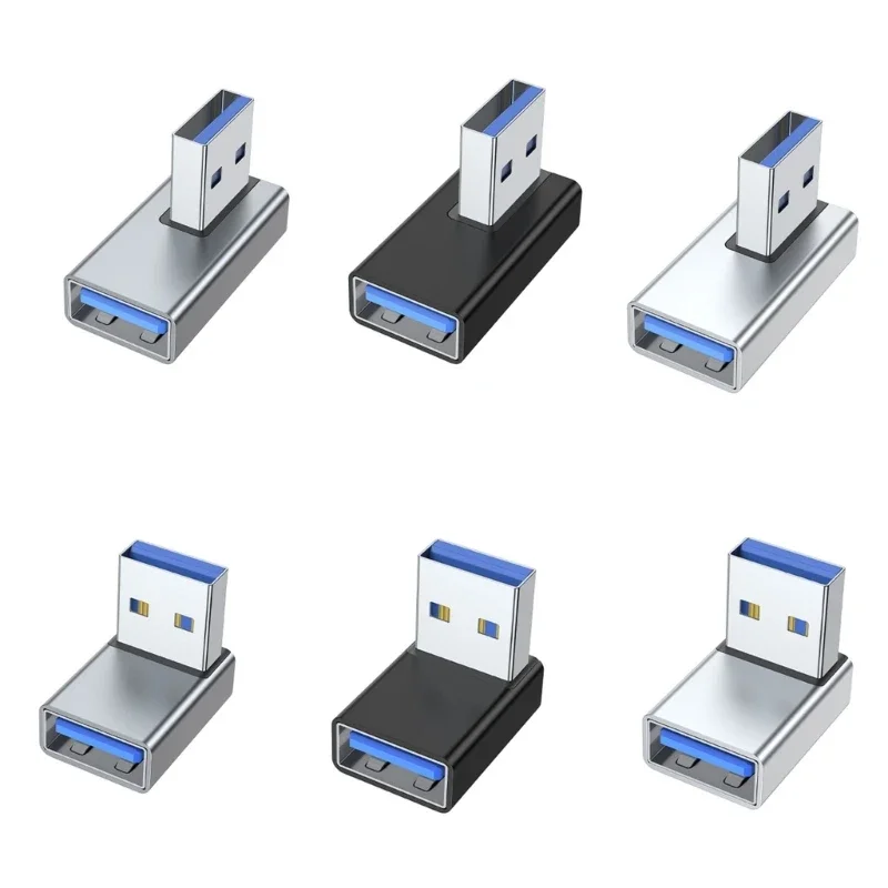 Adaptateur USB 3.0 mâle vers femelle coudé vers le haut et le bas, connecteur d'extension pour ordinateur portable, convertisseur de chargeurs USB, 90 magasins résistants