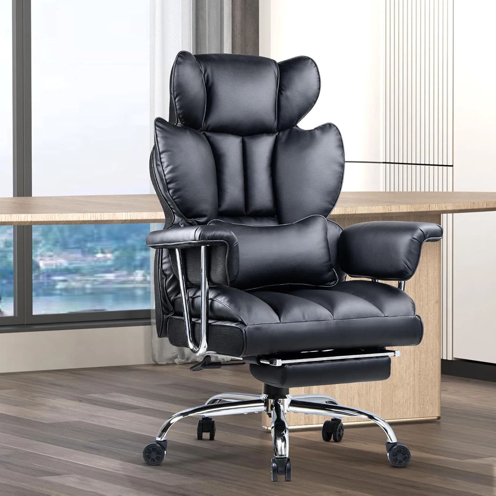 Executive Office Desk Chairs PU Computer Recliner Heavy Duty Leather Chair Home Ergonomic Office Chairs with Footrest image 3