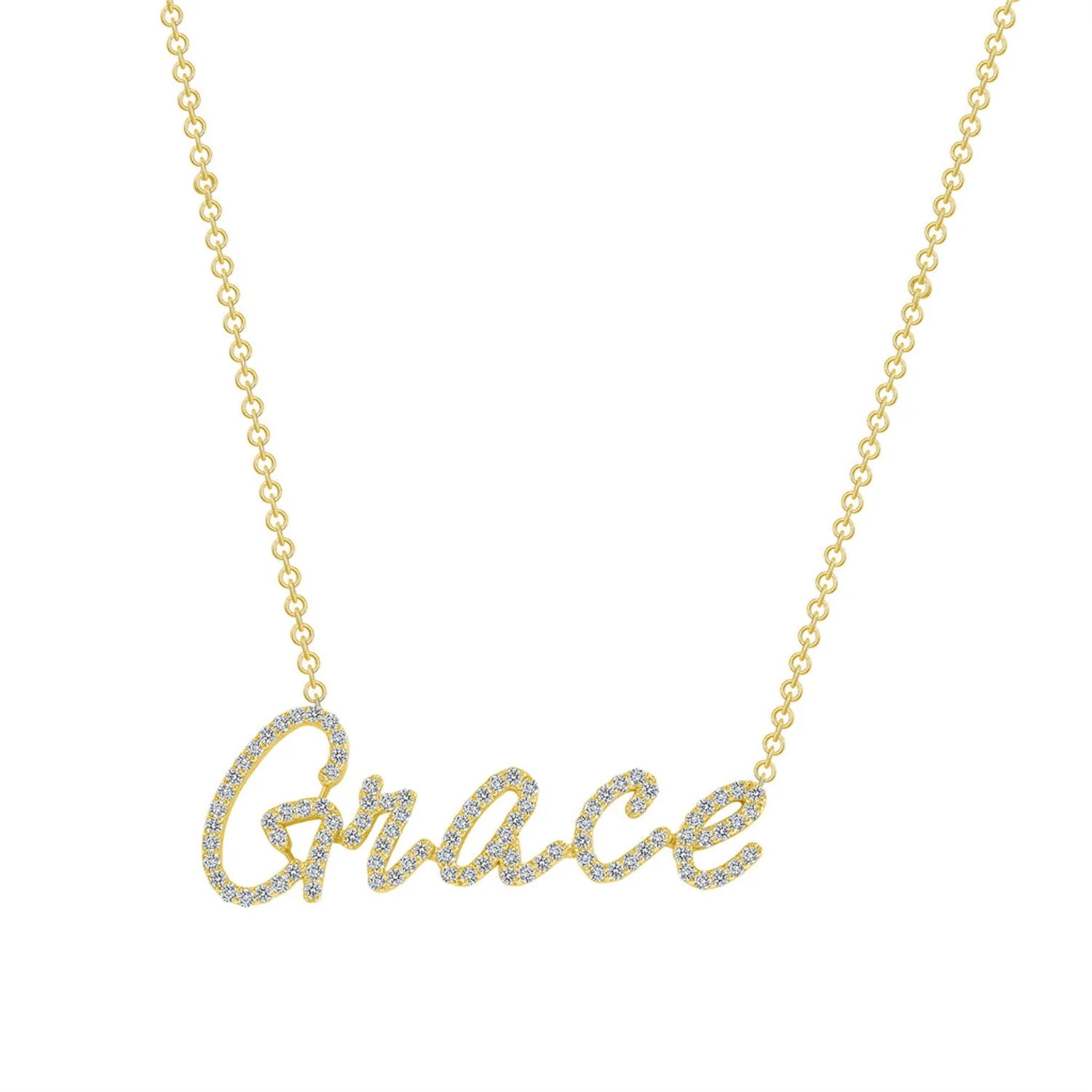 3D Custom Diamond Name Necklace Personalized Copper Crystal Pendant Iced Out Letters Nameplate Jewelry Gift For Femme