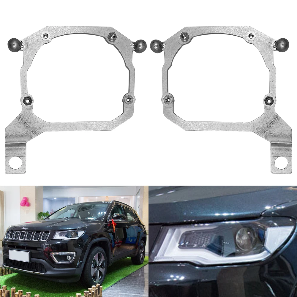 Taochis Car-Styling Adapter Frame Headlight Bracket for Jeep Compass 2017 Hella 3R G5 5 Projector Lens car light retrofit