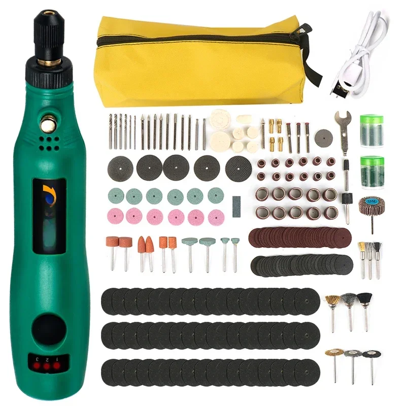 Mini Cordless Rotary Tool Drill USB Charging 3.7V 3-Speed Power Rotary Tool for Jade Polishing Drilling Engraving Cutting