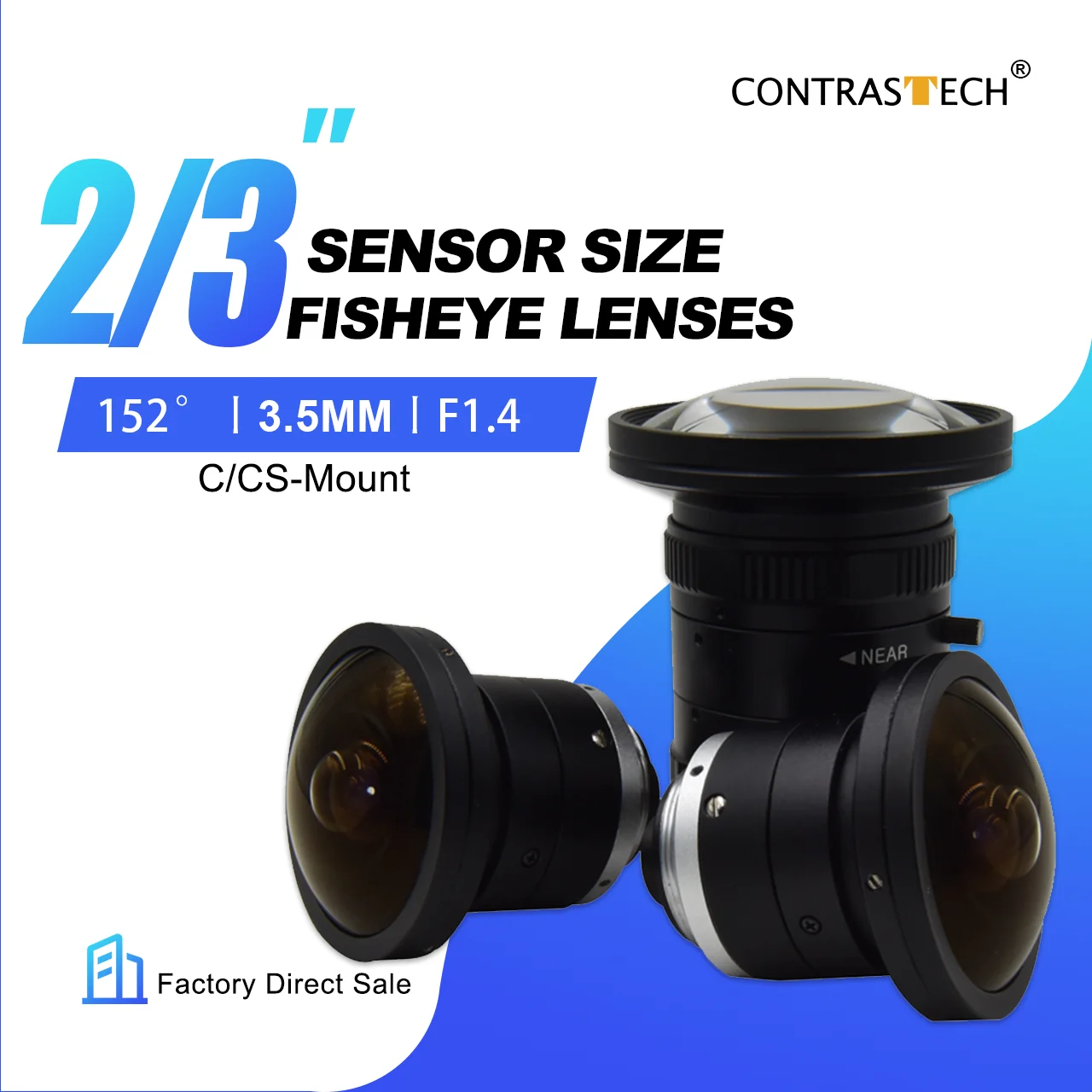 

CONTRASTECH 152degree Fisheye Lenses F1.4 3.5mm HD 5MP Industrial Camera Lens C/Cs-Mount For Traffic And Public Safety Cameras