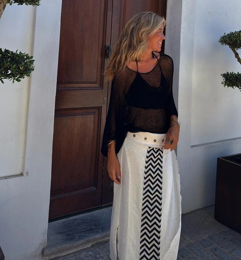 Blusa de punto transparente de manga larga para mujer, Top Sexy de ganchillo transparente para cubrir Bikini, chal protector solar, capa, traje de baño, suéter fino