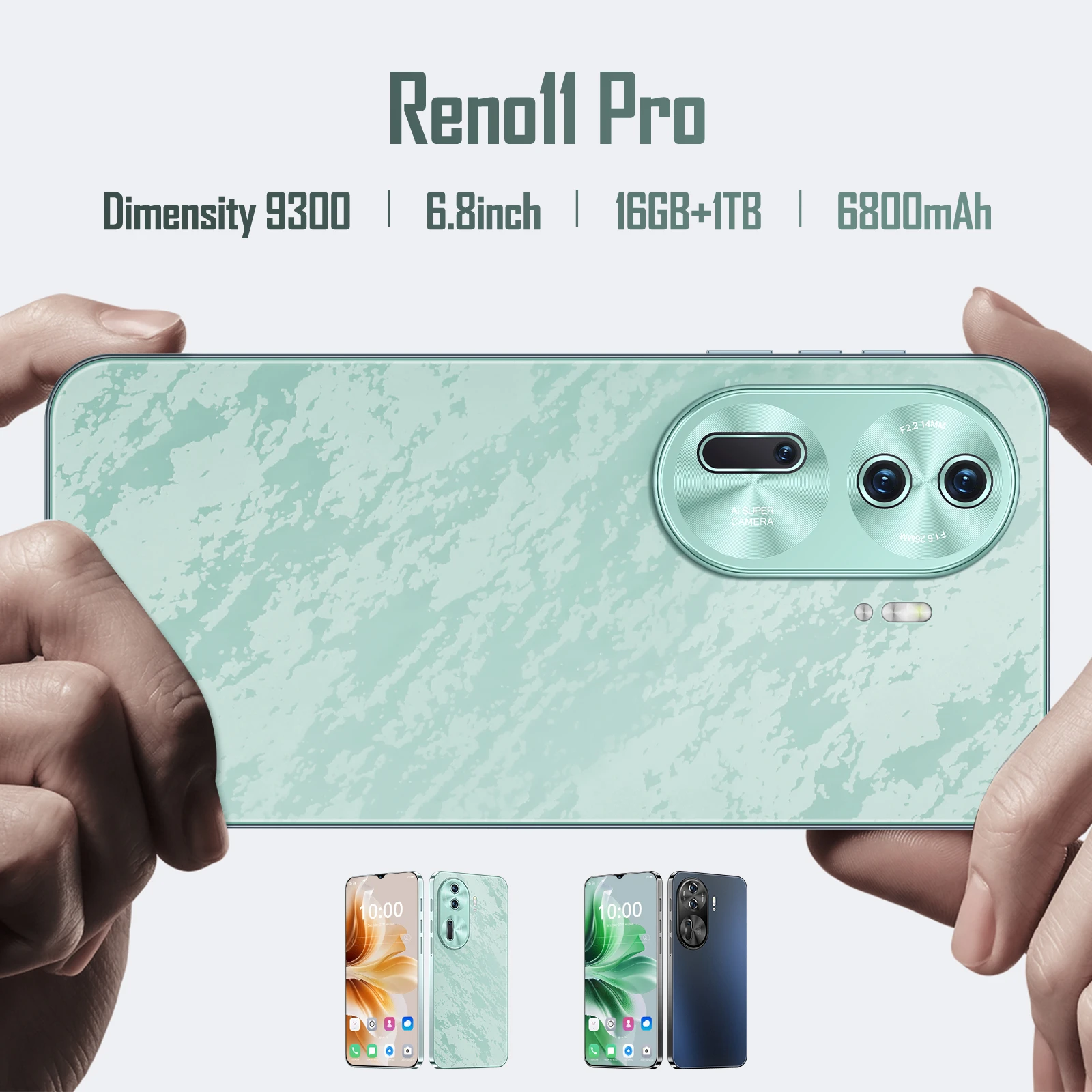 

Hot Reno 11 Pro New 6.8 inch 5g smartphone Android 14 Dimensity 9300 10core dual SIM cellphones 6800mAh mobile phones