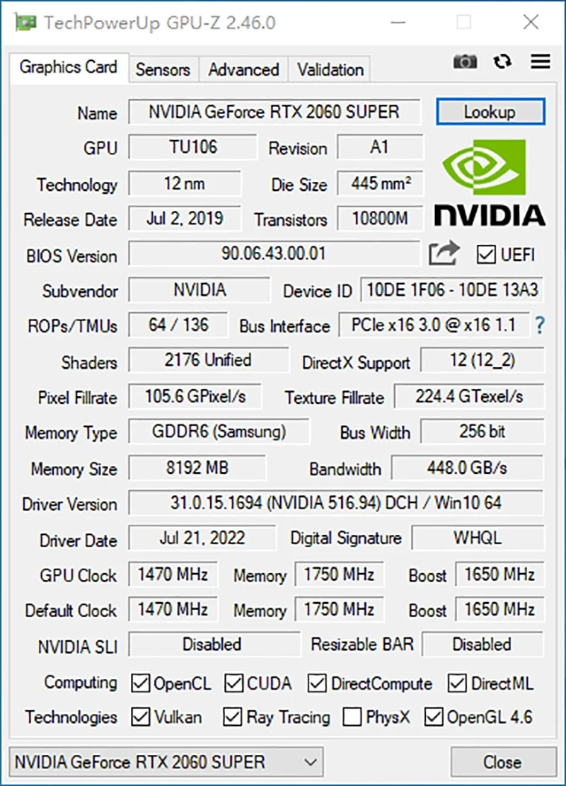 Usado 2023 mllse placa de vídeo nvidia geforce rtx 2060 super 8gb placa gráfica gddr6 256 bits gpu desktops jogos Виде®ка