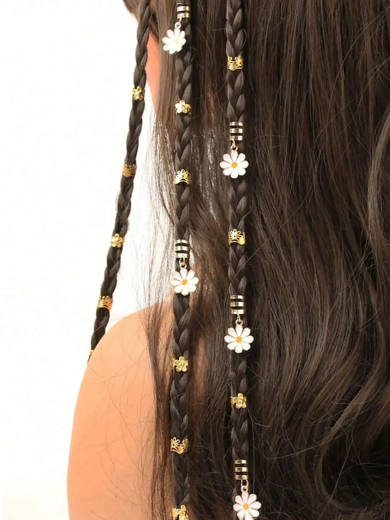 Pince à cheveux tressée marguerite, 45 pièces, pince à cheveux décorative Punk Hip Hop, cadeau de vacances, fête, utilisation quotidienne d'anneaux et d'accessoires pour cheveux