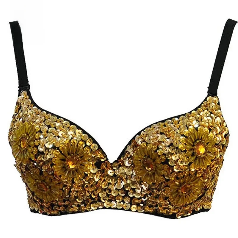 Burlesque kobiety koraliki i cekiny stanik z ćwiekami biustonosze ClubWear Bralette Sostenes Mujer biustonosz Push Up bielizna biustonosz — zdjęcie 2