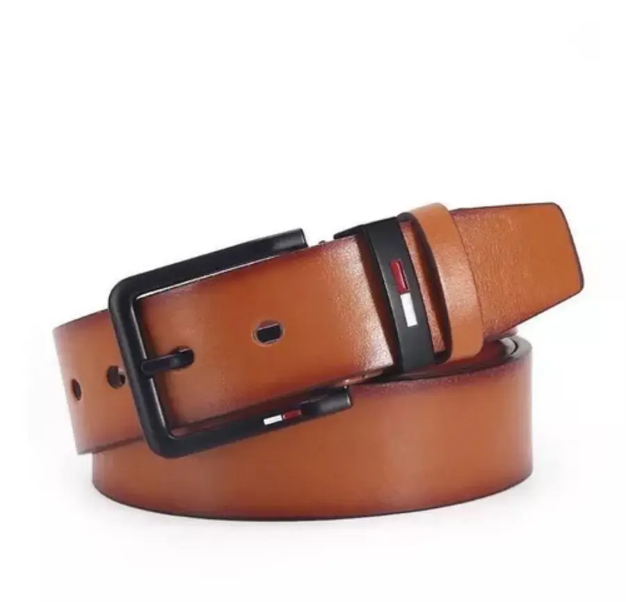 Men's PU Leather Alloy Pin Square Buckle Belt BusinessLeisure Belts 2023 Fashion Black Coffee Brown WaistBelts for Men