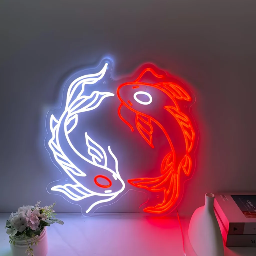 

Custom LED Neon Koi Fish Sign, Japanese Art Wall Art Decor, Modern Room Light Decor, Fish Neon Light Bedroom Decor