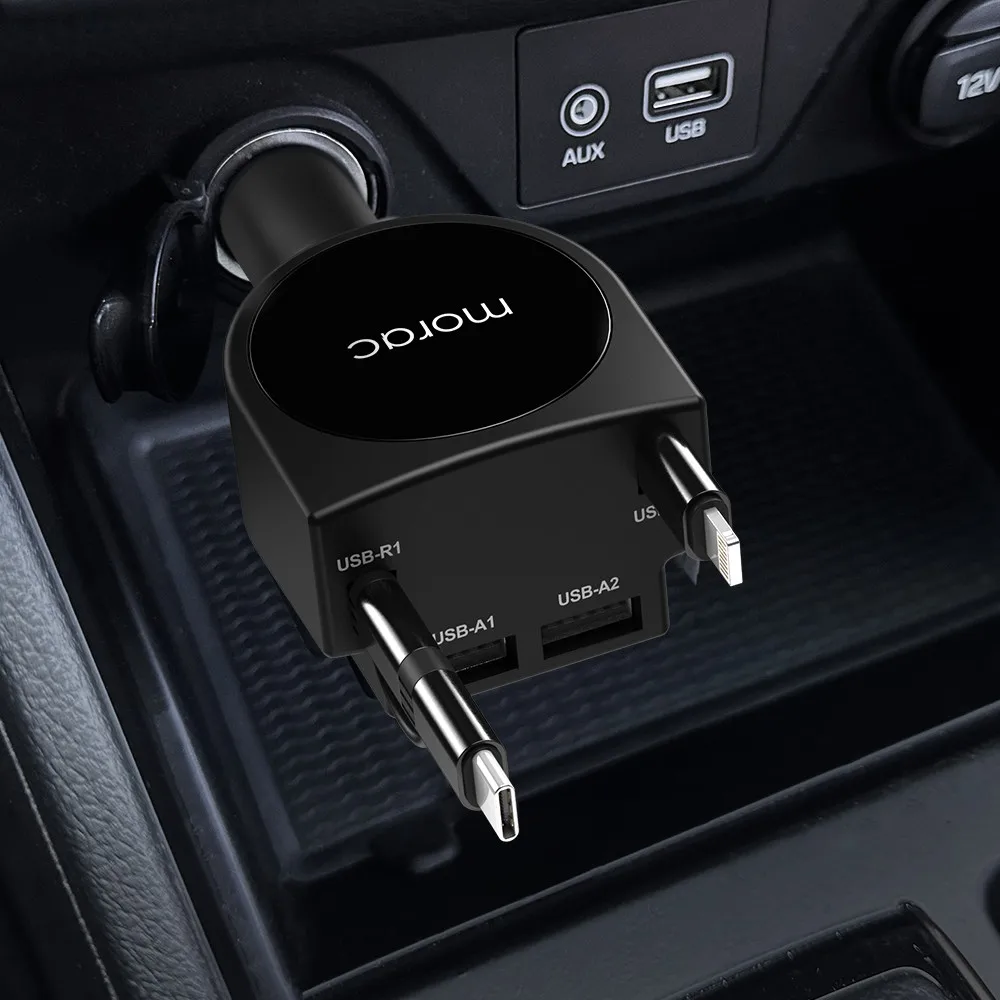 morac 모락 네다 R5 5in1 차량용 릴 고속 멀티 충전기 USB C타입 시거잭 시가잭