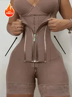 Women's Lace-Trimmed Shapewear Bodysuit - Tummy Control Corset with Adjustable Straps & Zipper, Black, Comfortable Waist Trainer - Image 6