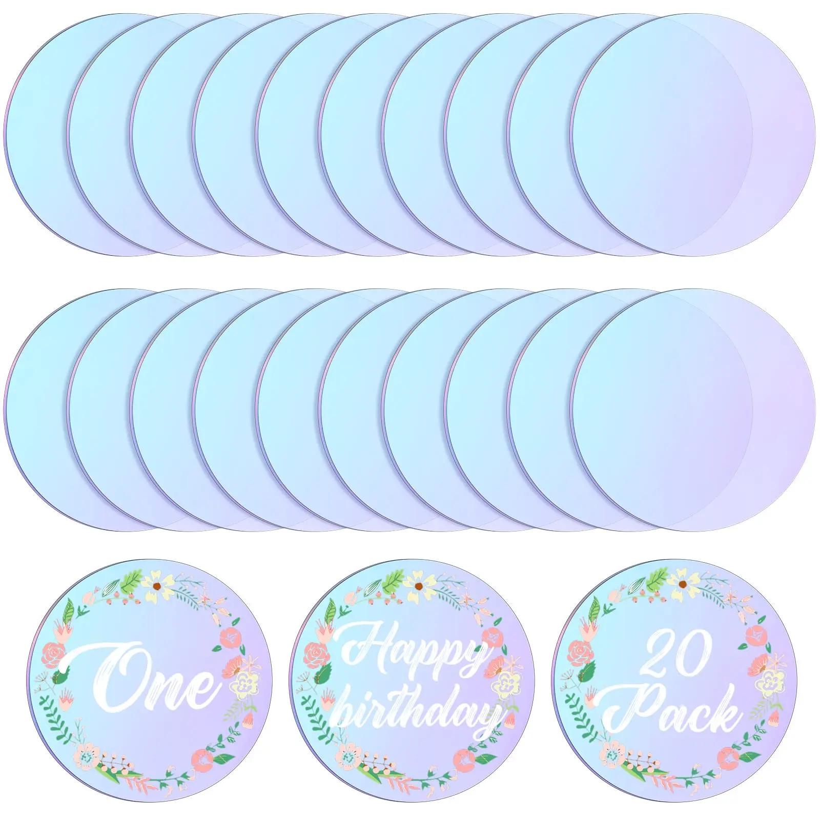 

20/30/50 Pcs 4 Inch Blank Iridescent Circle Acrylic Sheet Round Colorful Acrylic Disc Board Panel for DIY Art Craft Painting 2mm