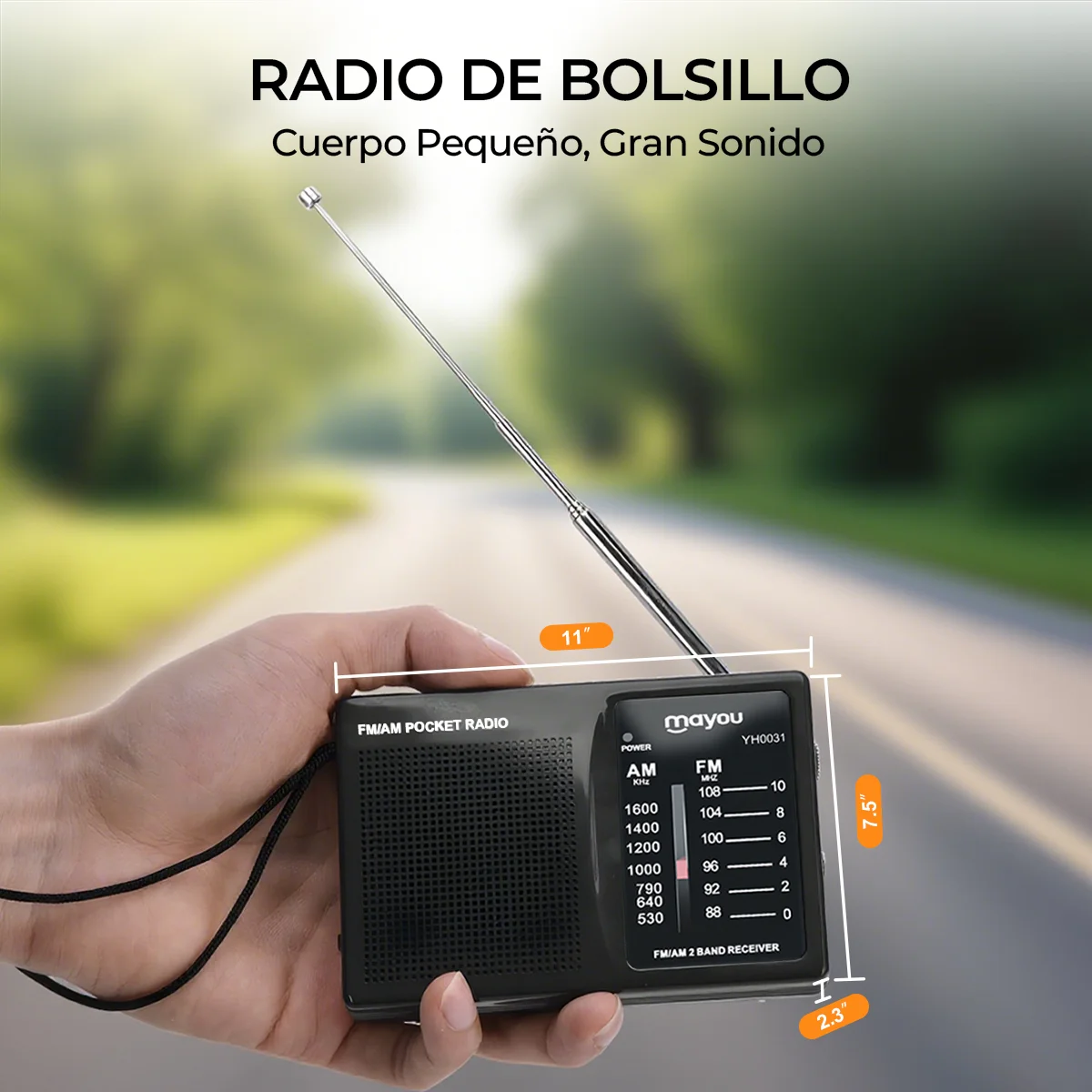 راديو ستيريو محمول صغير Am Fm على الموجات القصيرة مع مقبس سماعة الرأس ومكبر صوت محمول للوسائط المتعددة مع بطارية Aa (أسود)