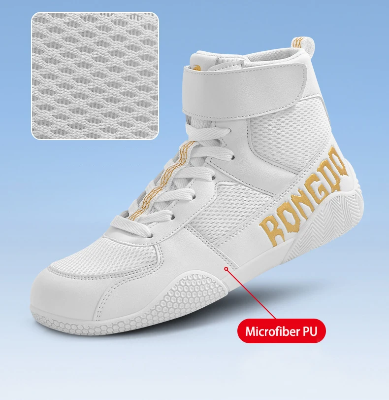 Trainings-Wrestling-Schuhe für Herren und Damen, Fitness-Boxschuhe, atmungsaktiv, leicht, rutschfest, hochwertige High-Top-Knöchelschuhe – Detail 3