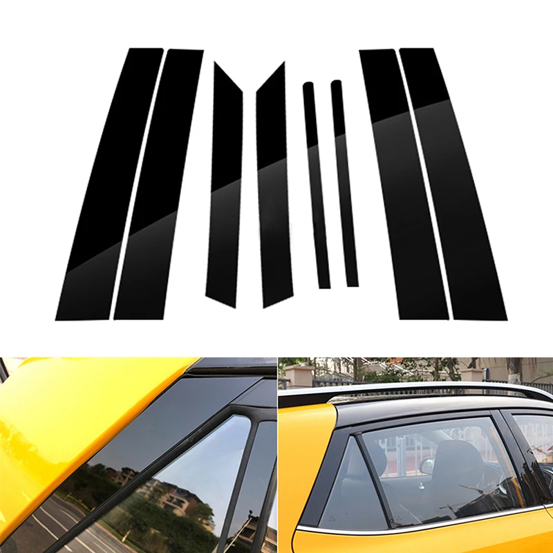 Car Pillar Posts Cover For Kia STONIC 2018 2019 2020 2021 2022 Door Trim Window Molding Stickers Auto Styling Accessories 6Pcs